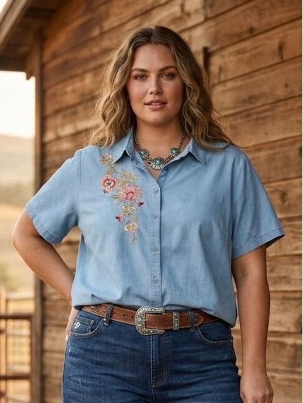 Quaker Factory Embroidered Shirt 2X PTP 28”